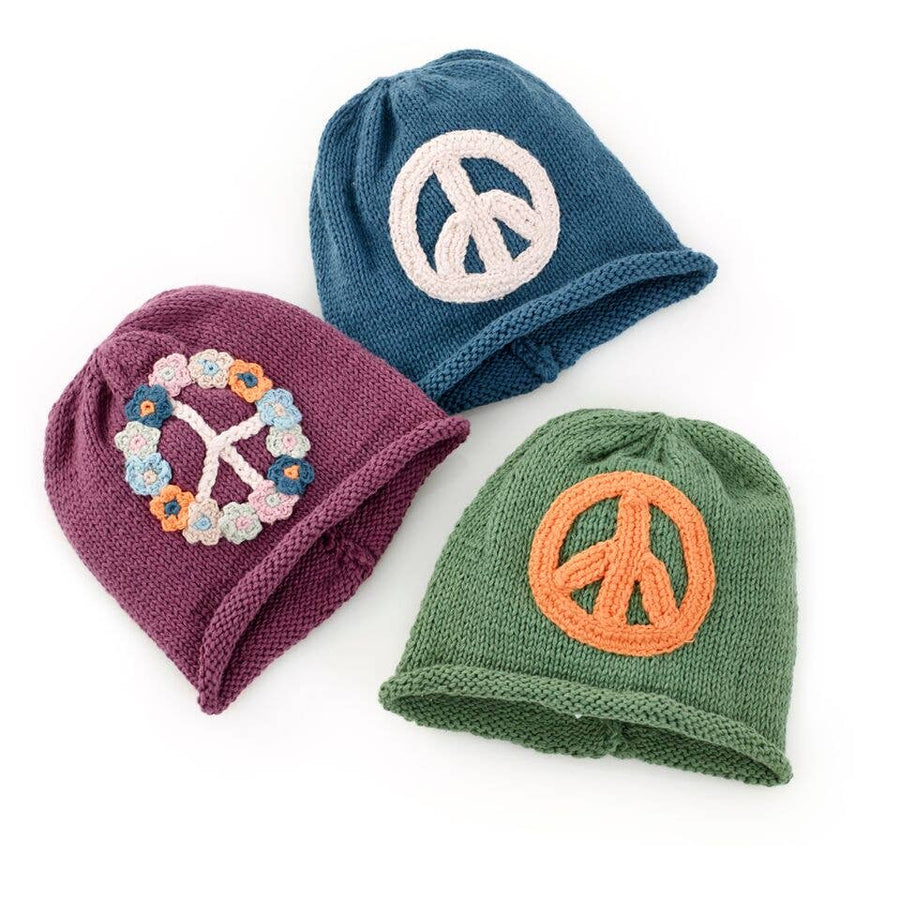 Organic Baby Peace Hat - Blue: 6-12 Months