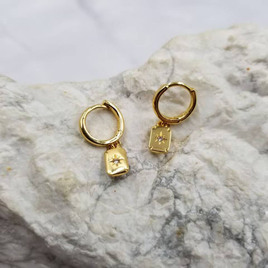 Mini Gold Plated Stars Huggie Hoop Earrings