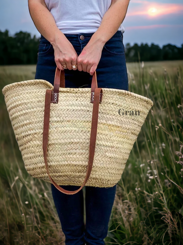 Straw and leather bag sale