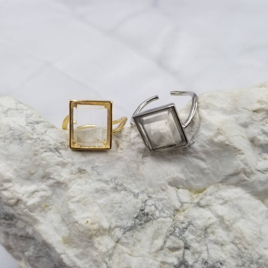 Crystal and Gold Adjustable Ring: