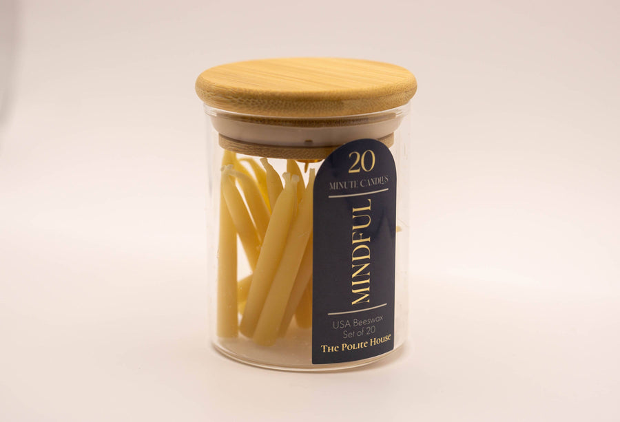 20 Minute Beeswax Candle Set: Mindful (Set of 20): Glass Jar