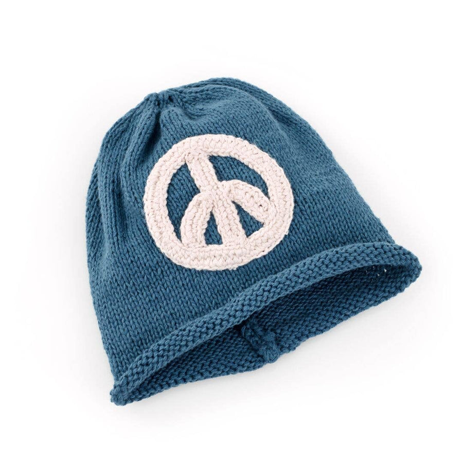 Organic Baby Peace Hat - Blue: 6-12 Months