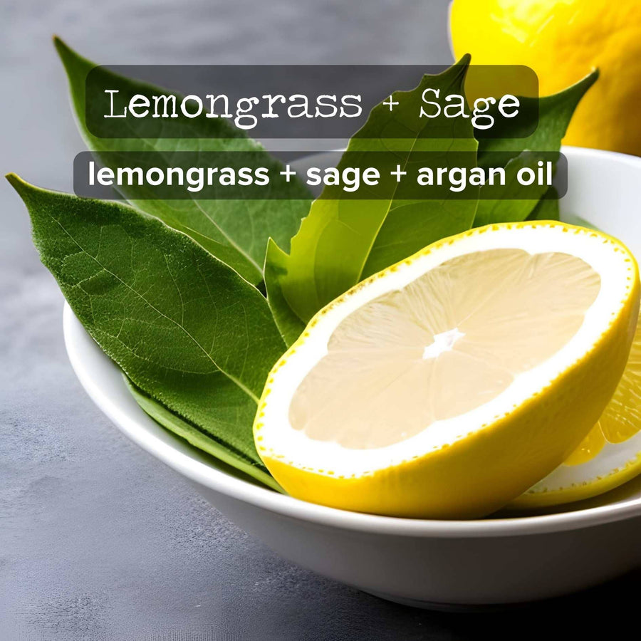Simple white ceramic Lemongrass + Sage Soy Candle