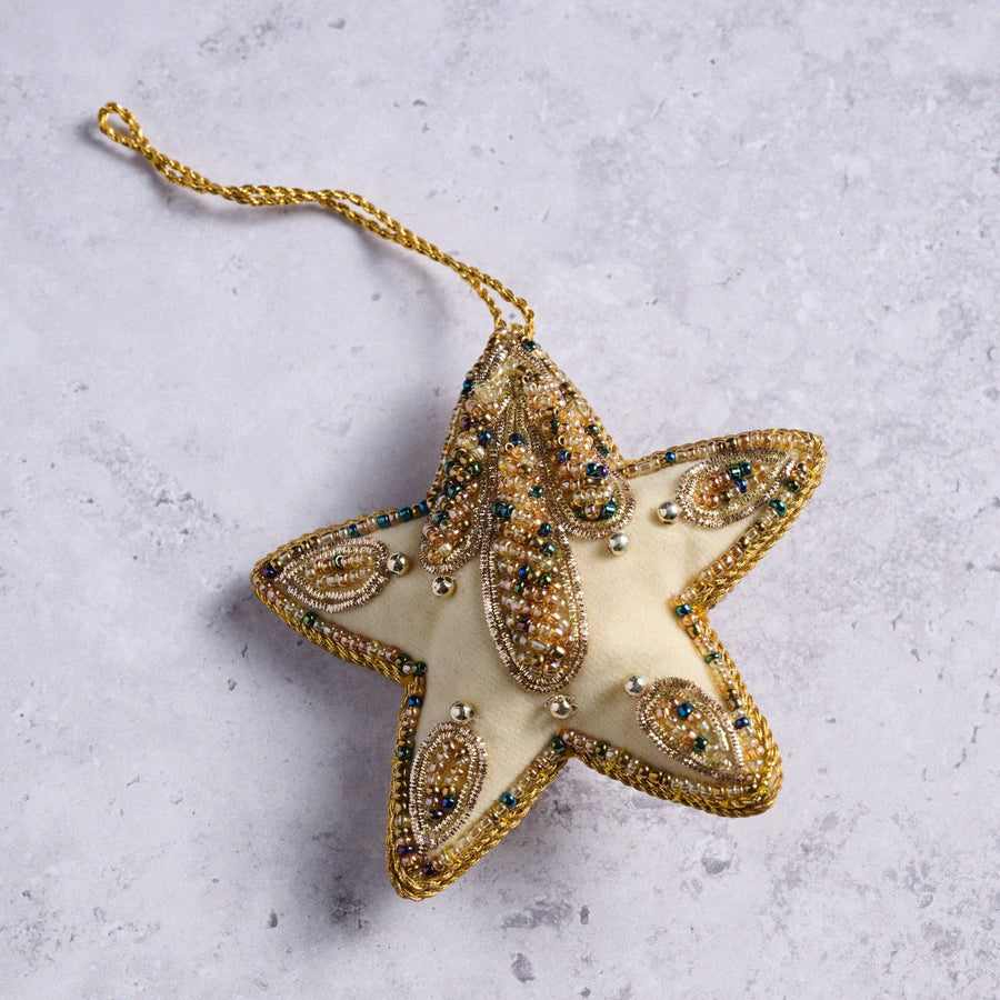 Modern Victorian Bright Star Beaded Ornament