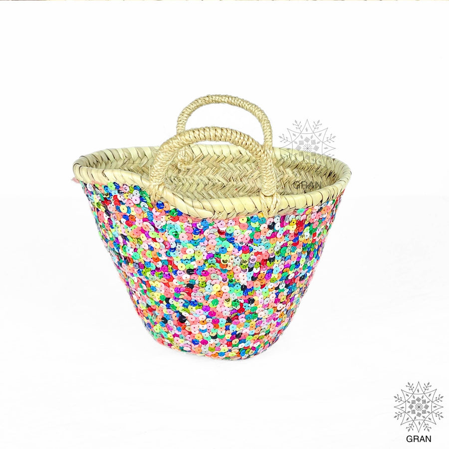 Multi-colored sequin basket