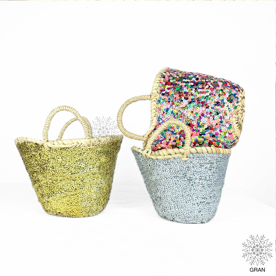 Multi-colored sequin basket