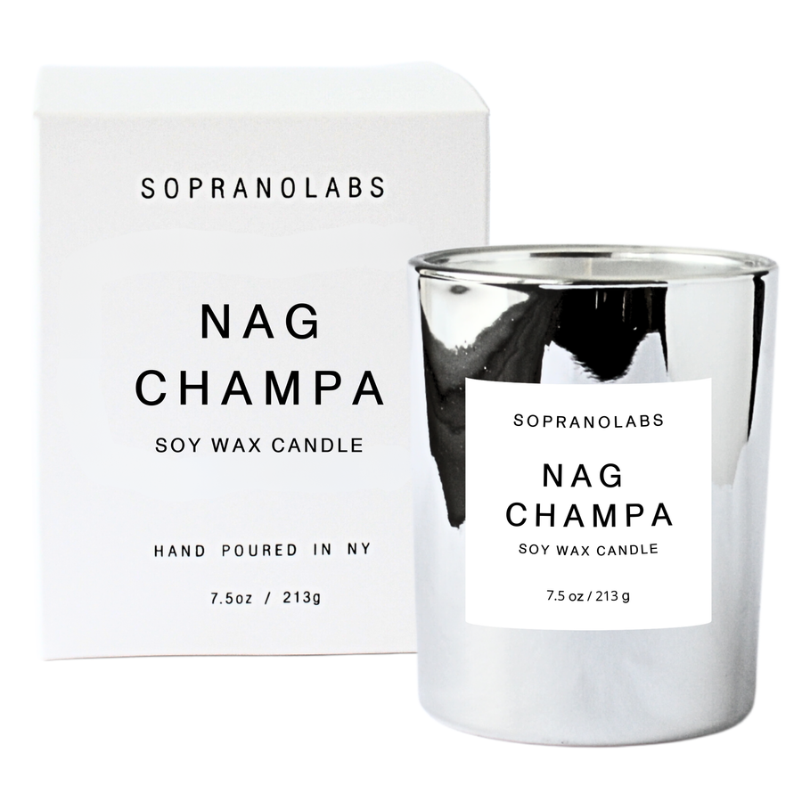 NAG CHAMPA Soy Candle. Clean Vegan Hand-poured in NY. Gift: ROSE GOLD Vessel