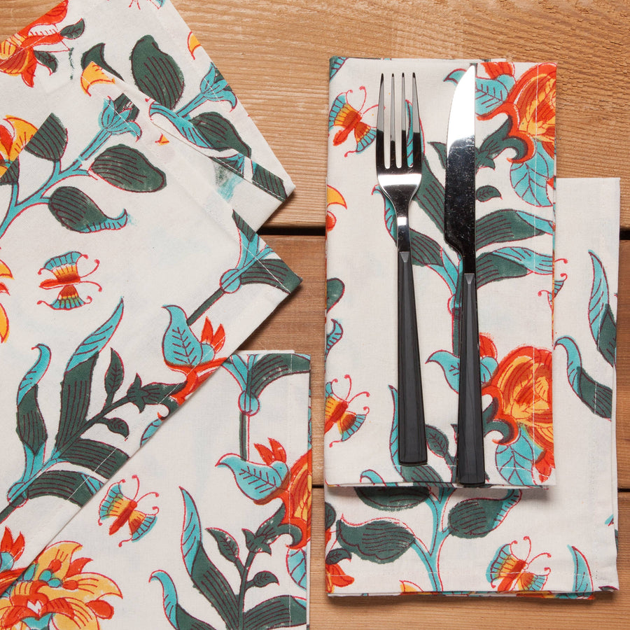 Marigold Block Print Napkins Set of 4