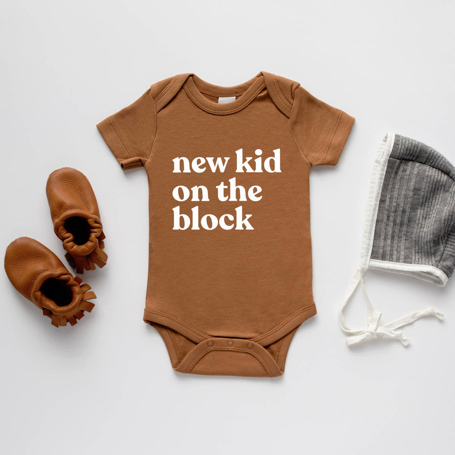 Organic New Kid On The Block Baby Bodysuit: 3-6 Months / Short Sleeve