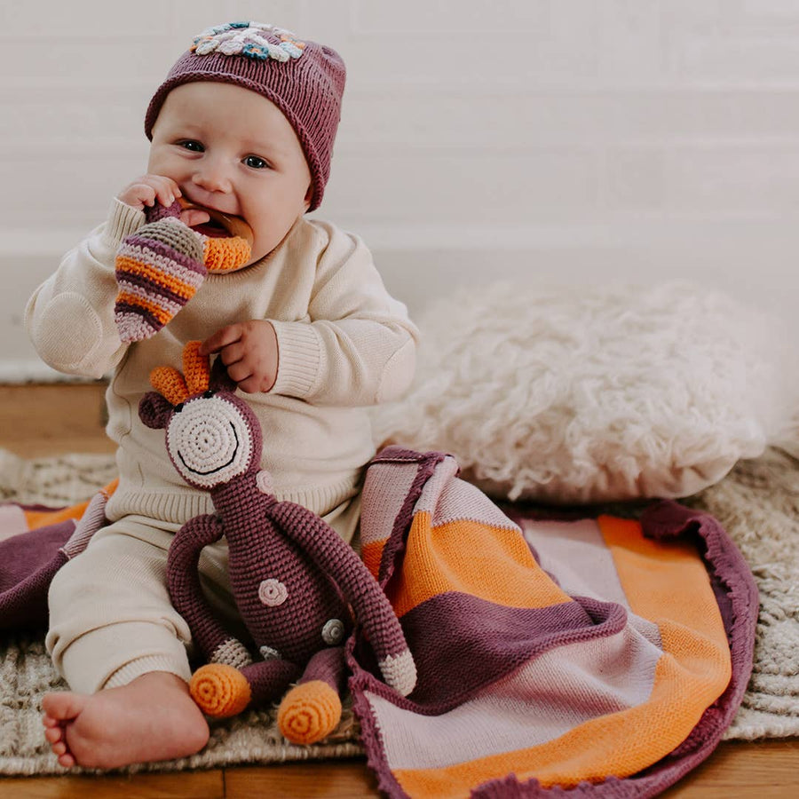 Pebble - Organic Baby Peace  Hat - Soft Purple: 6-12 Months