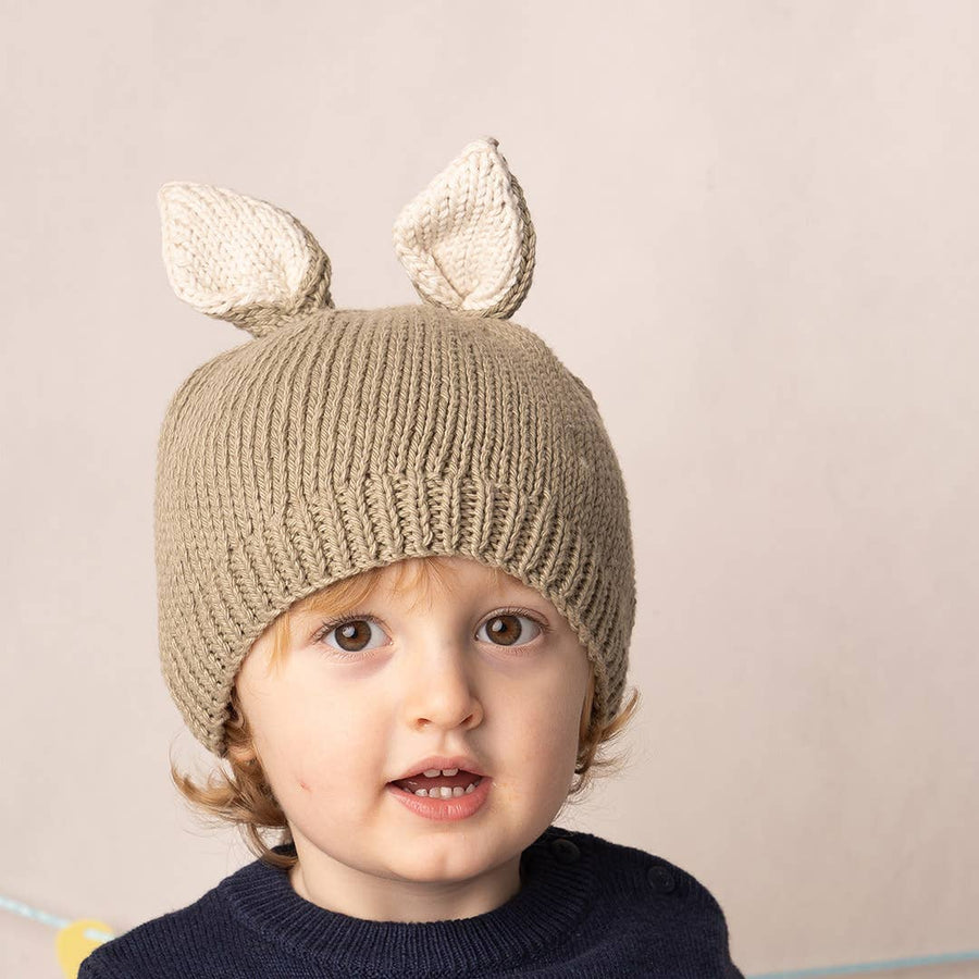 Pebble - Organic Cotton Bunny Hat: S - 6-12M