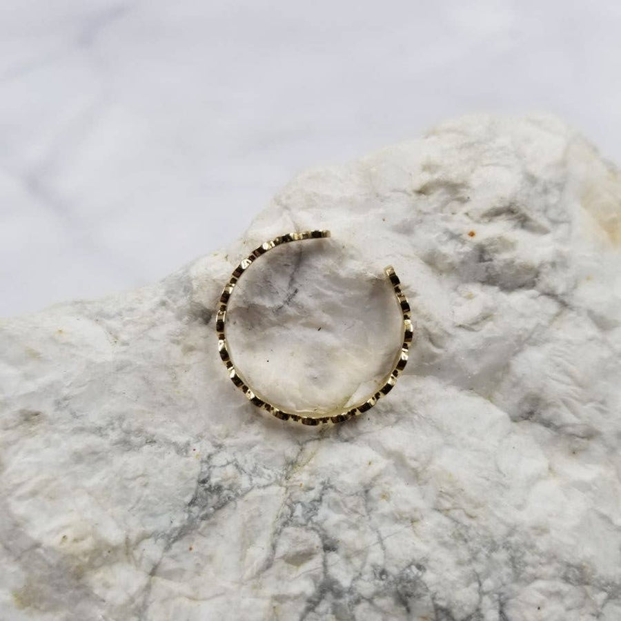 18K Gold Filled Coin Hammered Disc Stacking Ring