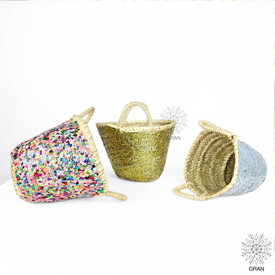 Multi-colored sequin basket