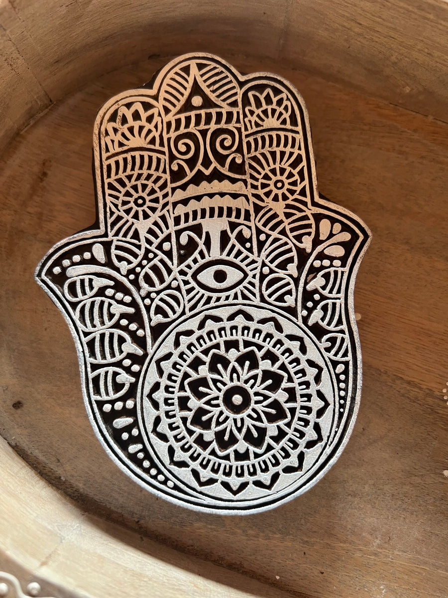 Protective 'Hand of Fatima' woodblock for printing and decor