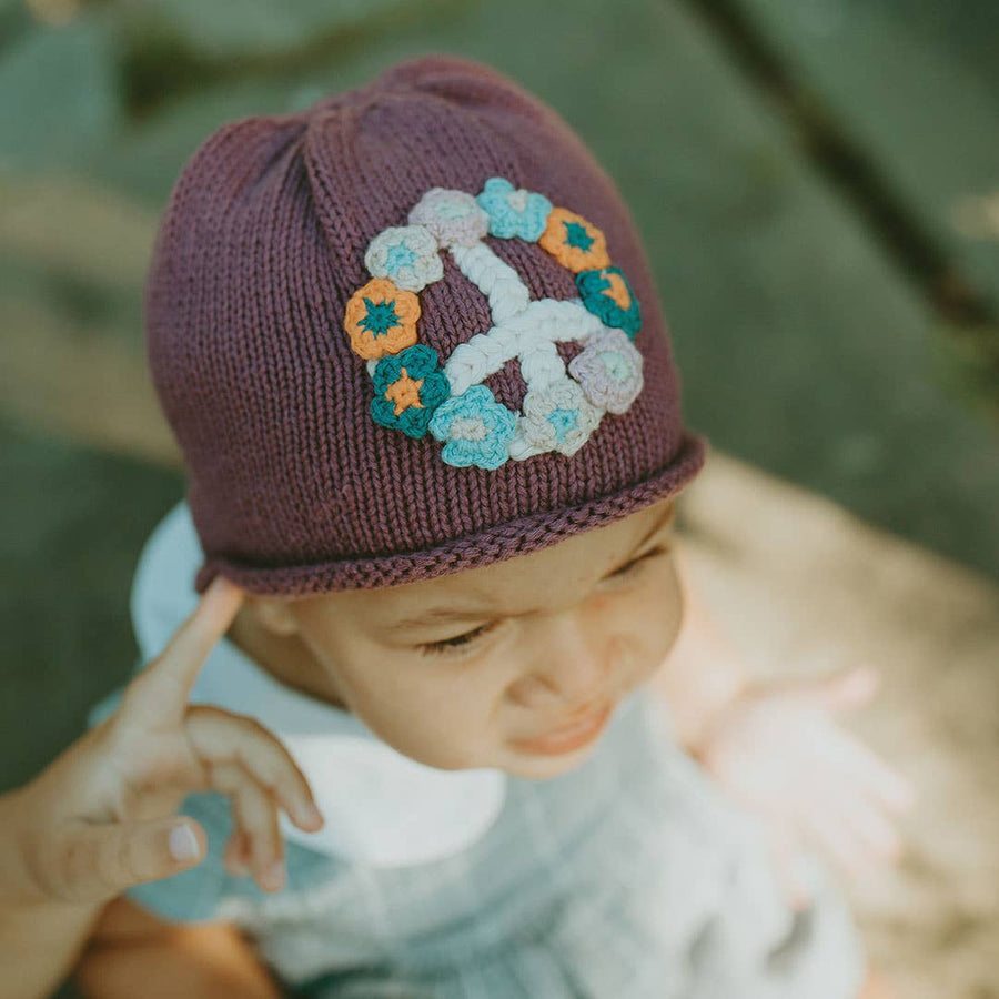 Pebble - Organic Baby Peace  Hat - Soft Purple: 6-12 Months