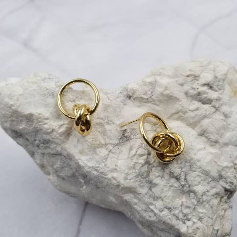 Gold Plated Linked Circles Earrings