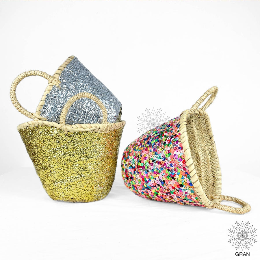 Multi-colored sequin basket