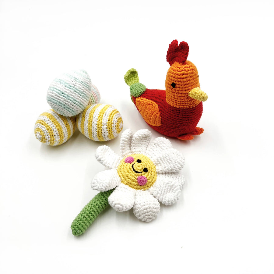 Daisy Flower knitted Rattle