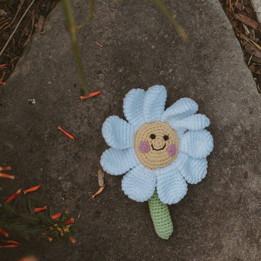 Daisy Flower knitted Rattle