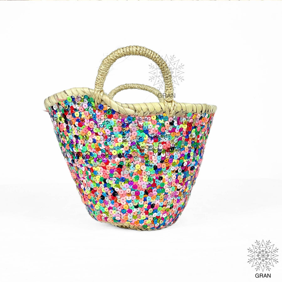 Multi-colored sequin basket