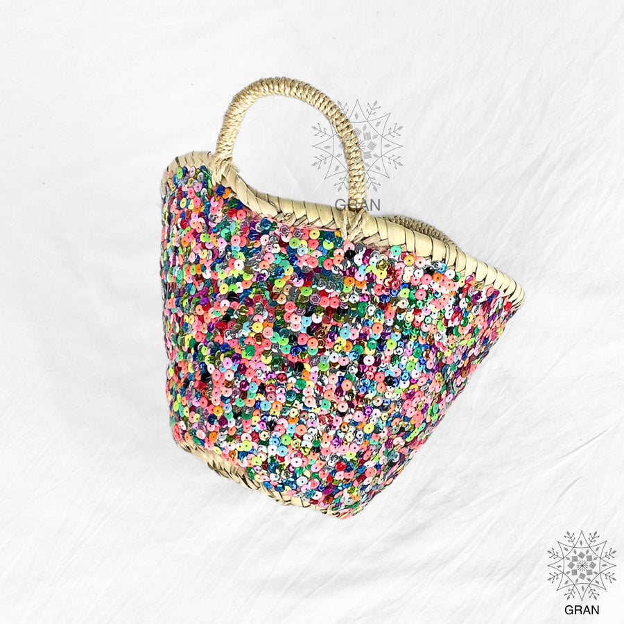 Multi-colored sequin basket