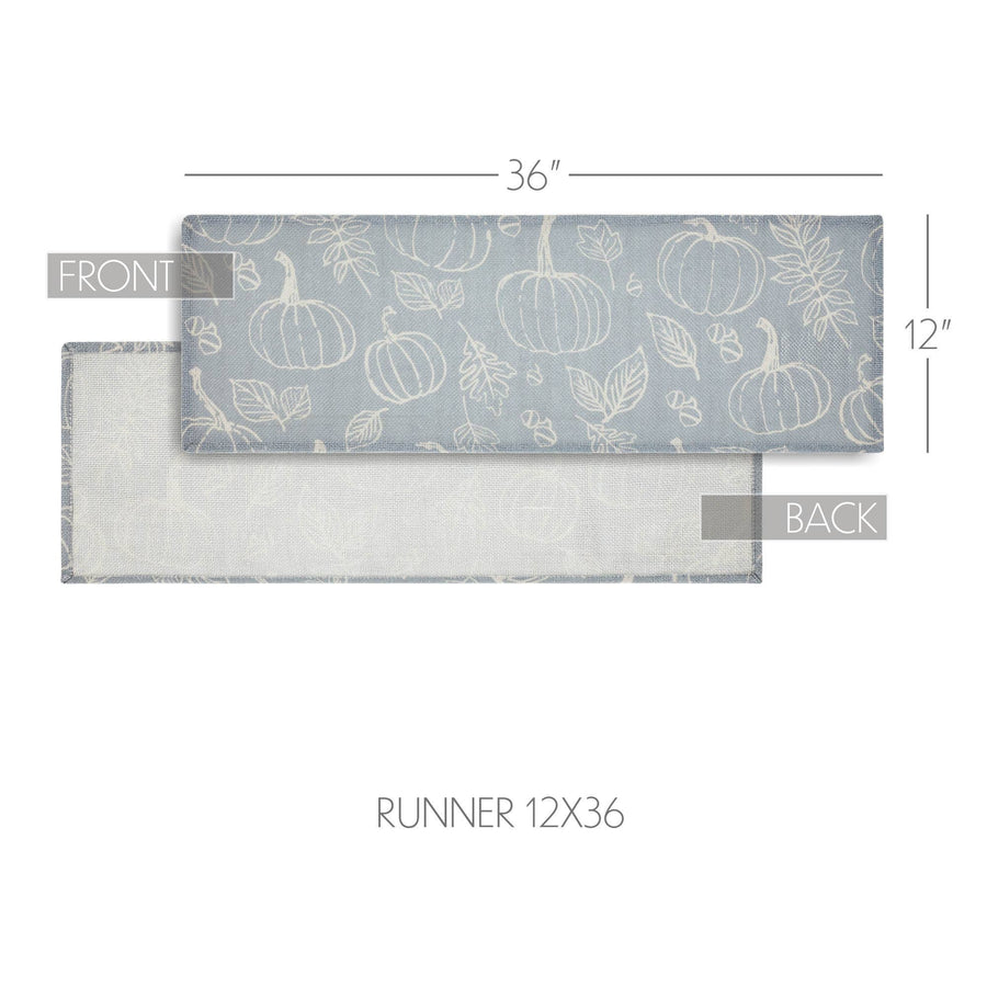 Silhouette Pumpkin Grey Table Runner 12x36