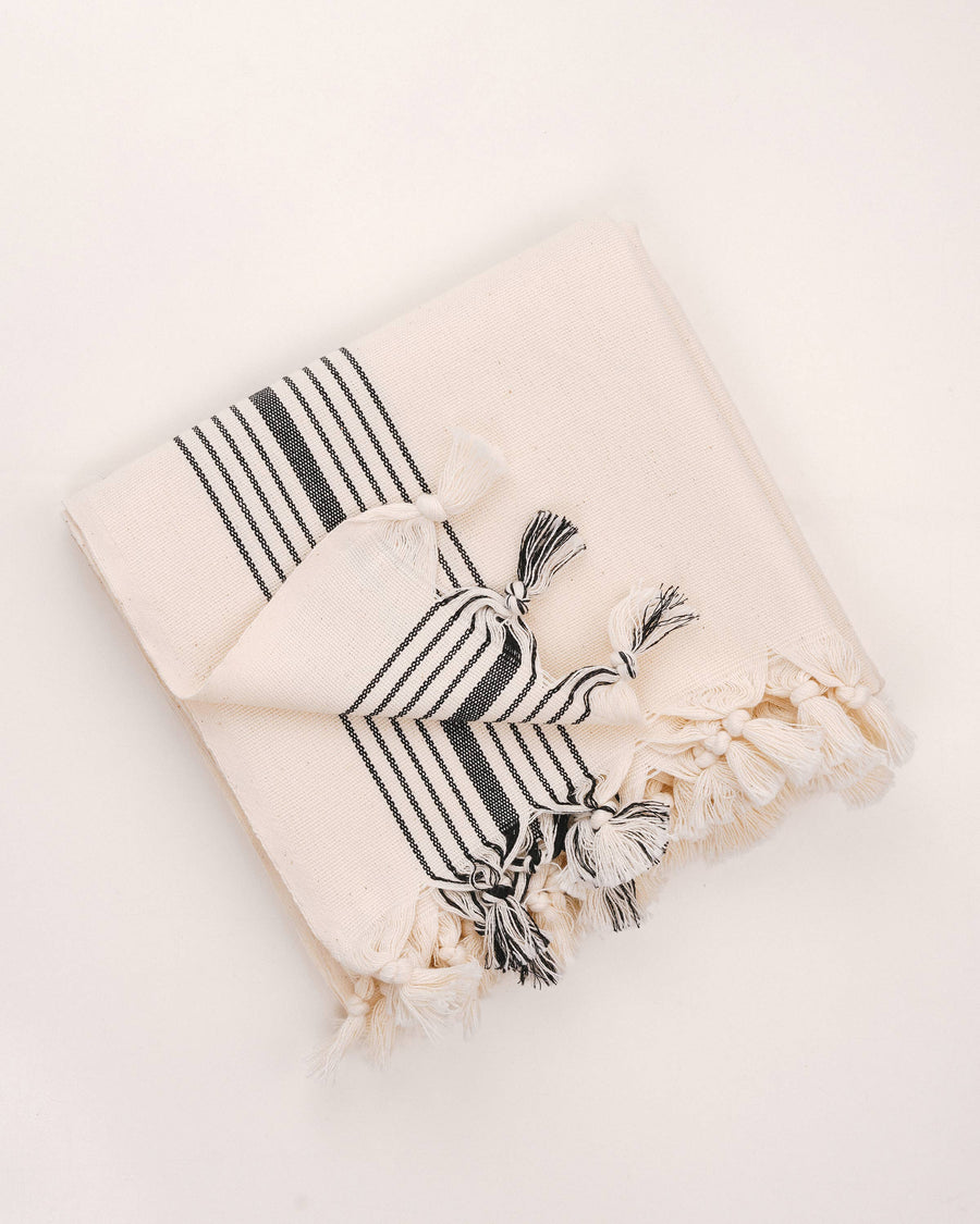 Turkish Towel  Bold Stripes Black and White