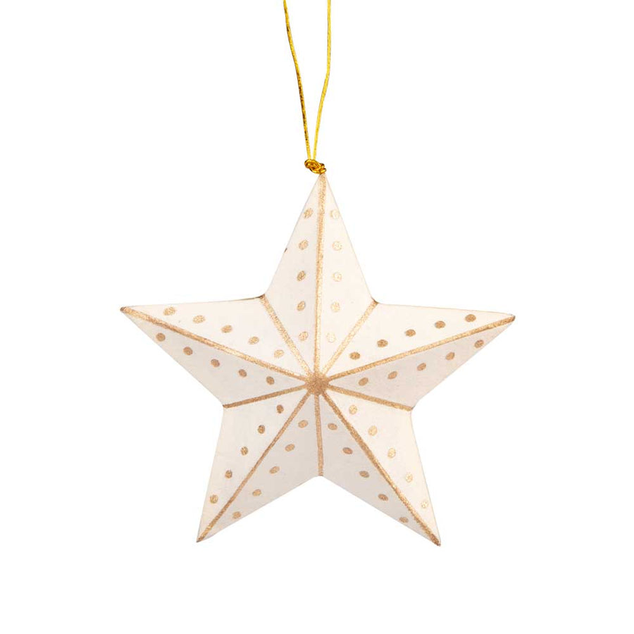 Gold & White Holiday Star Ornament