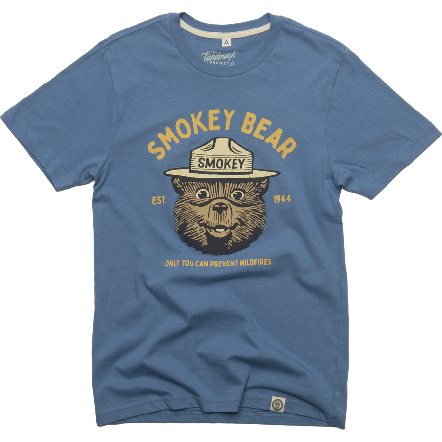 The Landmark Project - Smokey Varsity Unisex Short Sleeve Tee: Elemental Blue / L