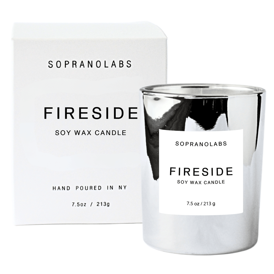 FIRESIDE Soy Candle. Clean Vegan. Hand-poured in NY. Gift: ROSE GOLD Vessel