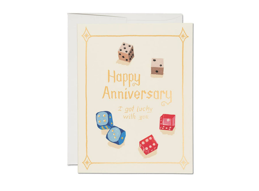 Lucky Dice anniversary greeting card