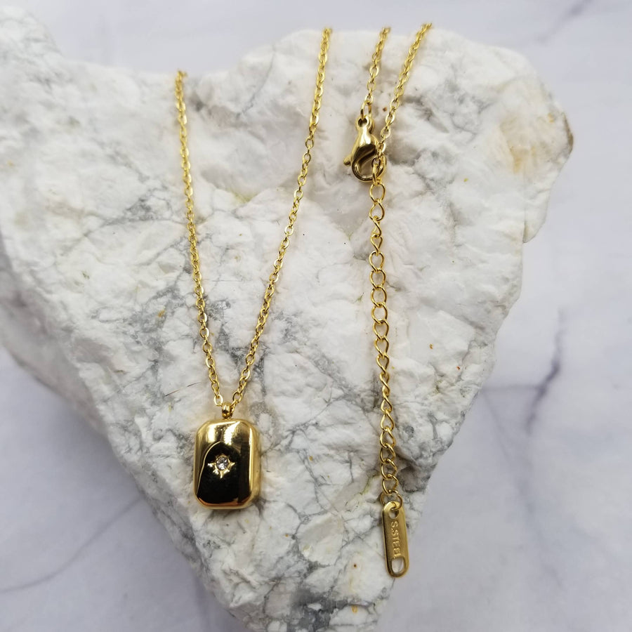 18k Gold Plated North Star Pendant Crystal Necklace