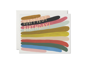 Red Cap Cards - Rainbow Stripes Birthday greeting card