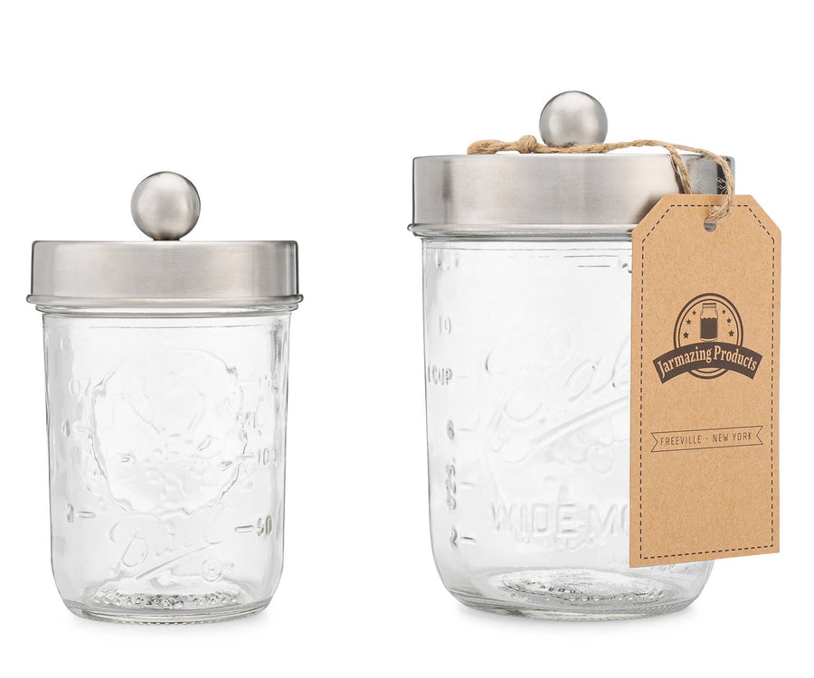 Jarmazing Products - Apothecary Lid Storage Set with Ball Mason Jars - 2 Pack