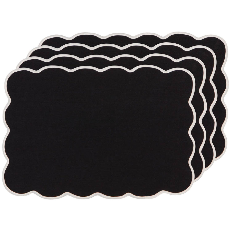 Black linen Placemats Set of 4