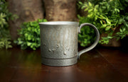 Silver Ceramic Mug with Bronze Drip Glaze: Set of 2