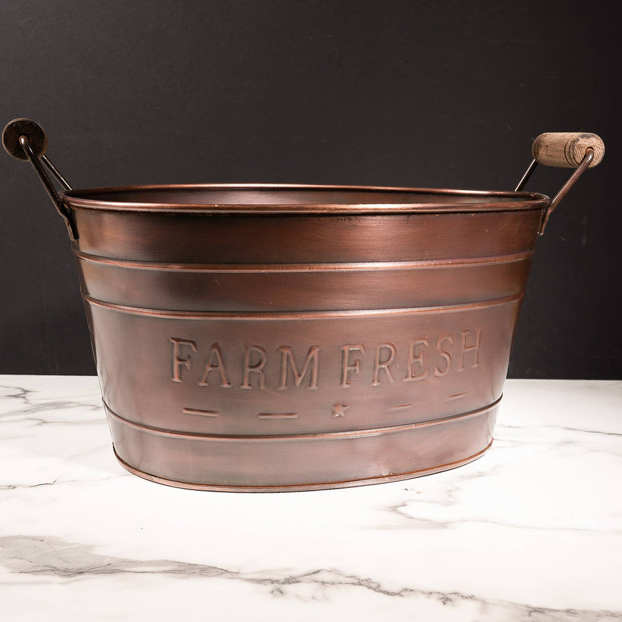 Galvanized Copper Drinks Tub with Wood Handles