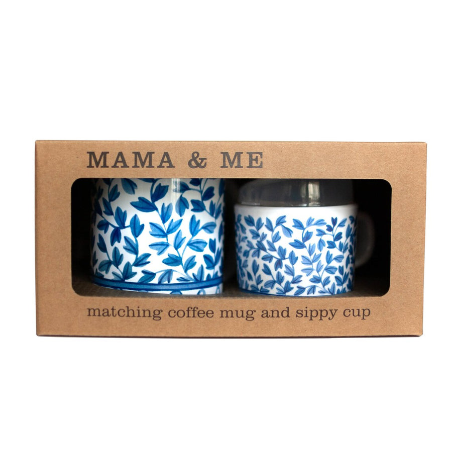 classic blue white mama baby mug set baby gift