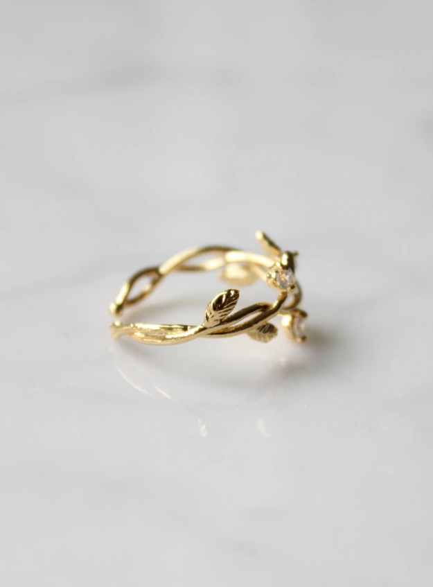 Textured Gold Branch Ring
