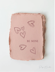 "Be Mine." Love Valentines Greeting Card: Flat A2 Greeting Card. Blank on Back.