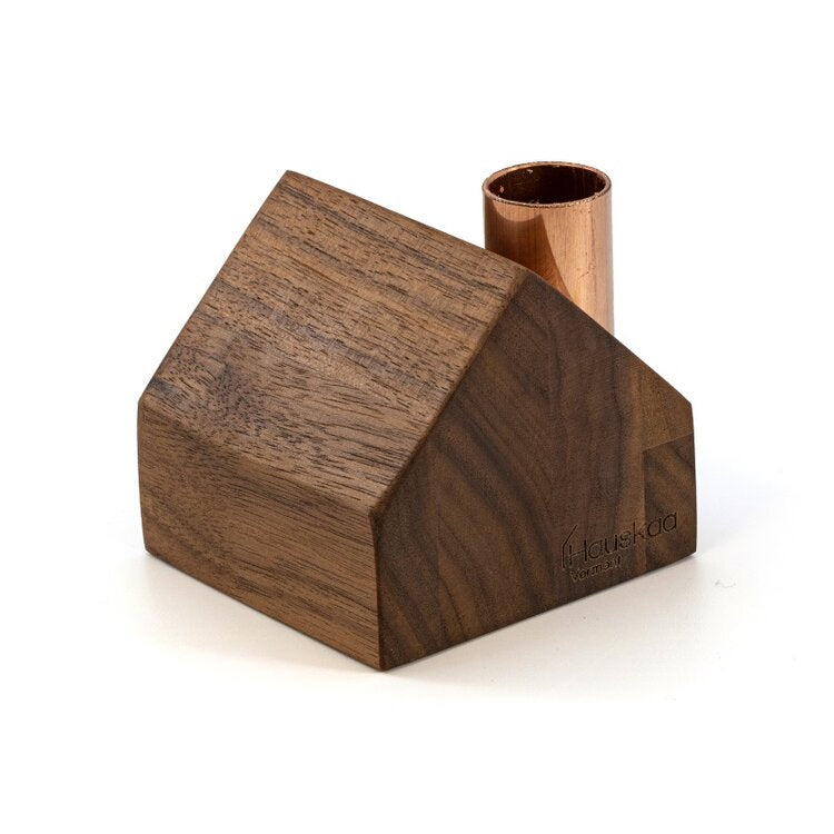 wood house candlestick holder