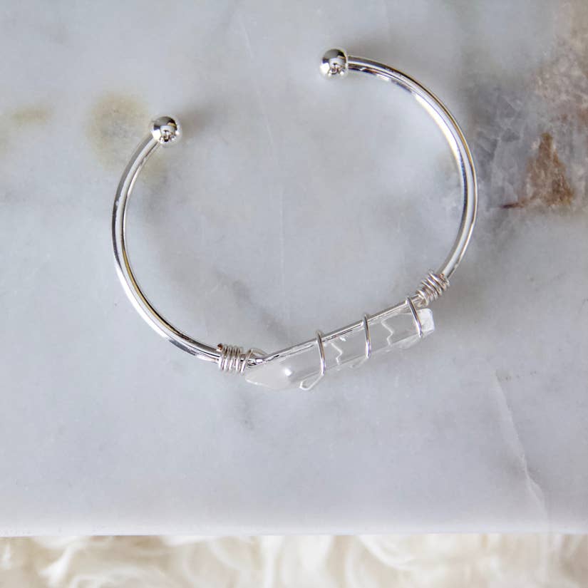 Quartz Crystal Wire-Wrapped Bracelet