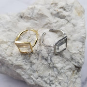 Crystal and Silver Adjustable Ring