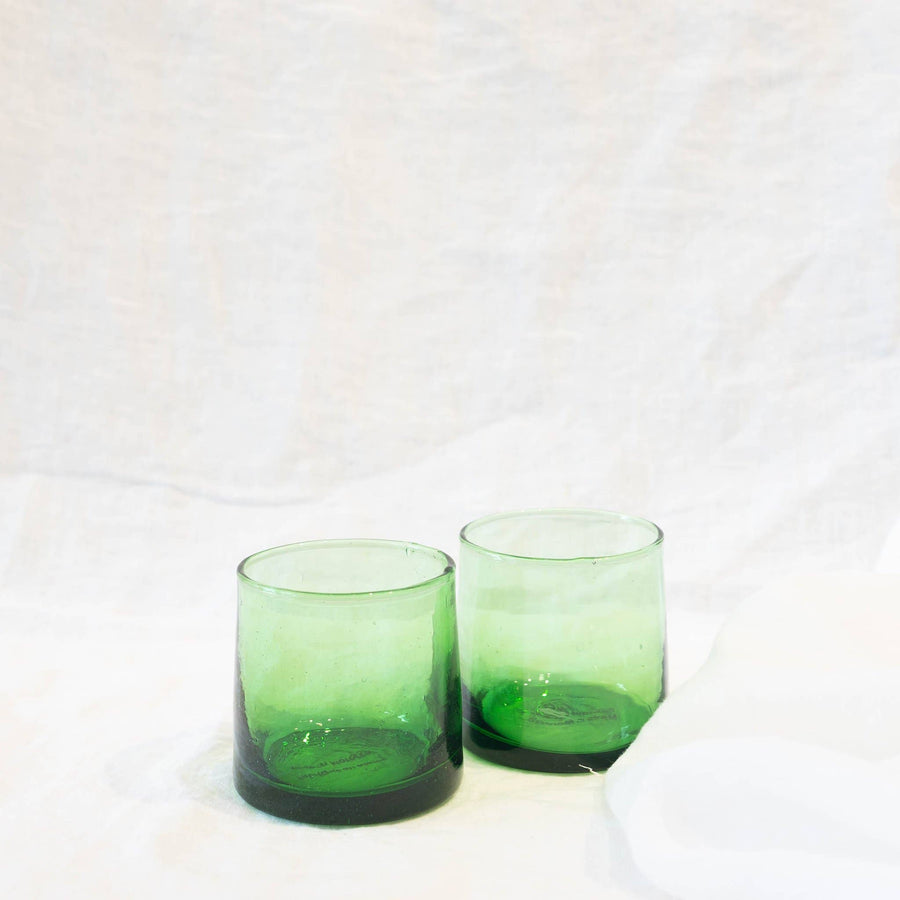 Moroccan Tumblers GREEN - 100% Hand blown Recycled Glass