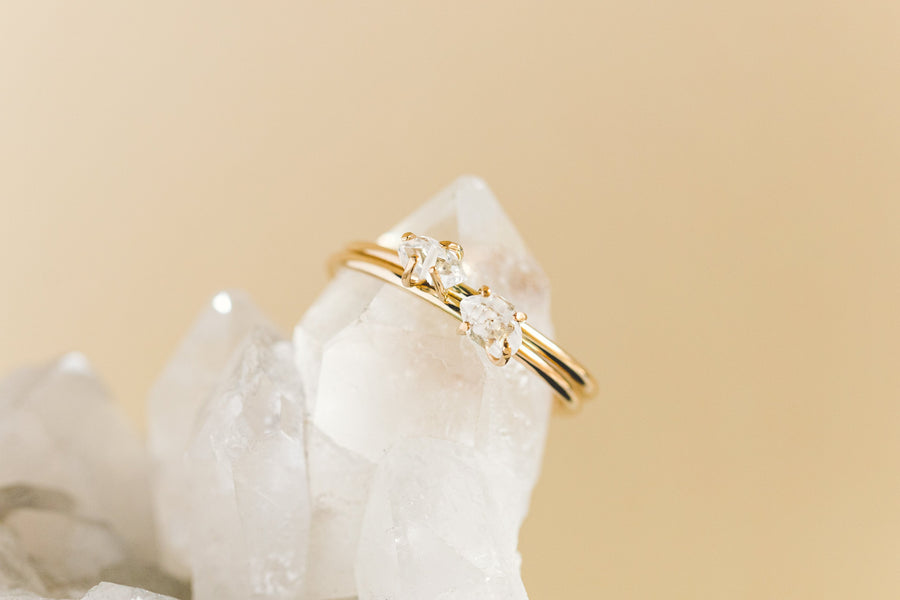 herkimer diamond gold ring