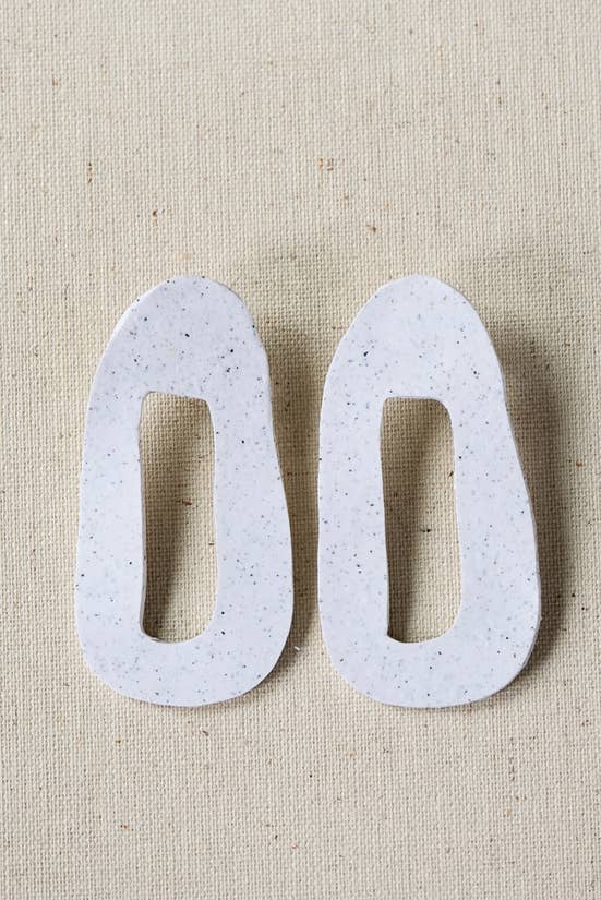 speckled white neutral clay earrings