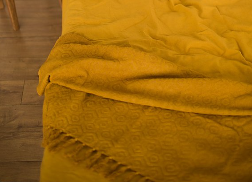 mustard throw blanket