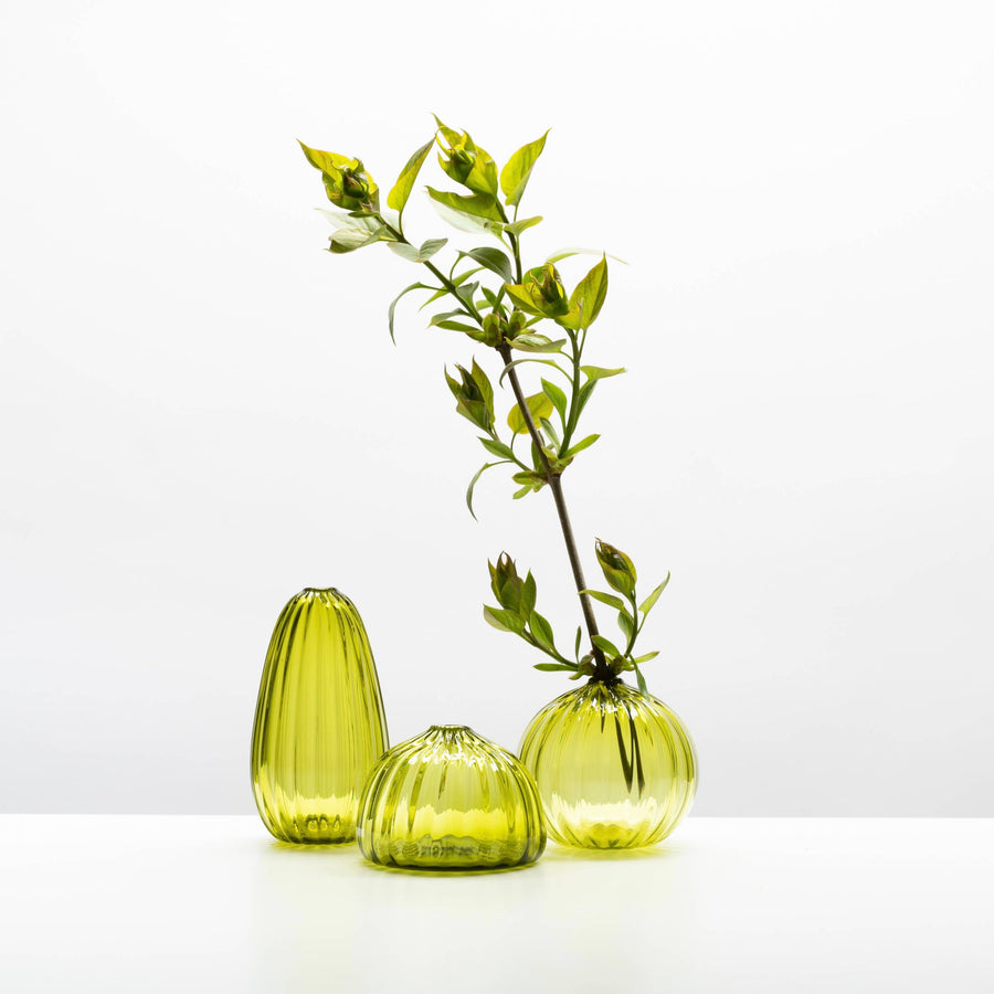 olive glass bud vase