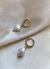 gold hoop pearl earrings