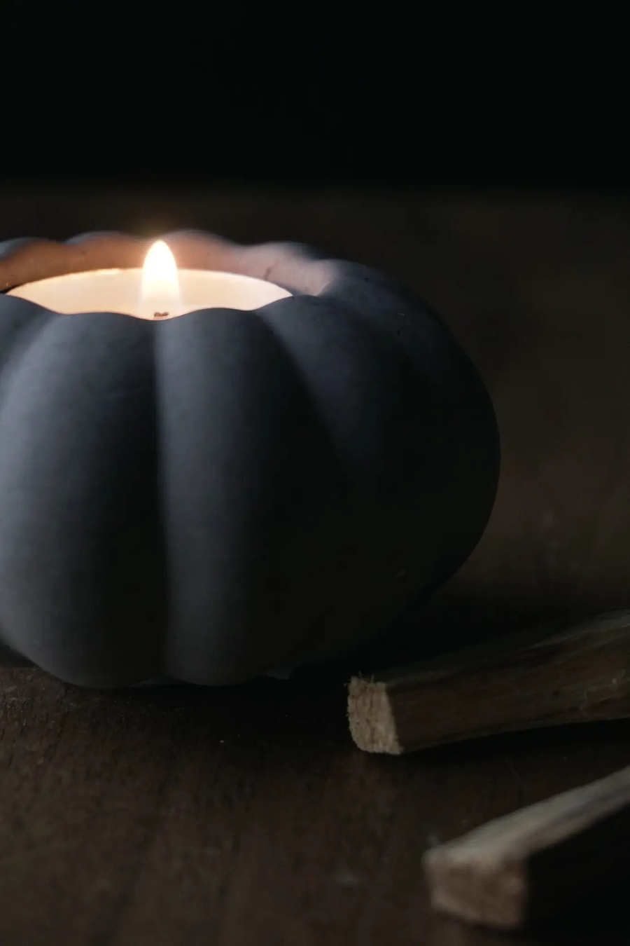 concrete pumpkin tealight candle holder